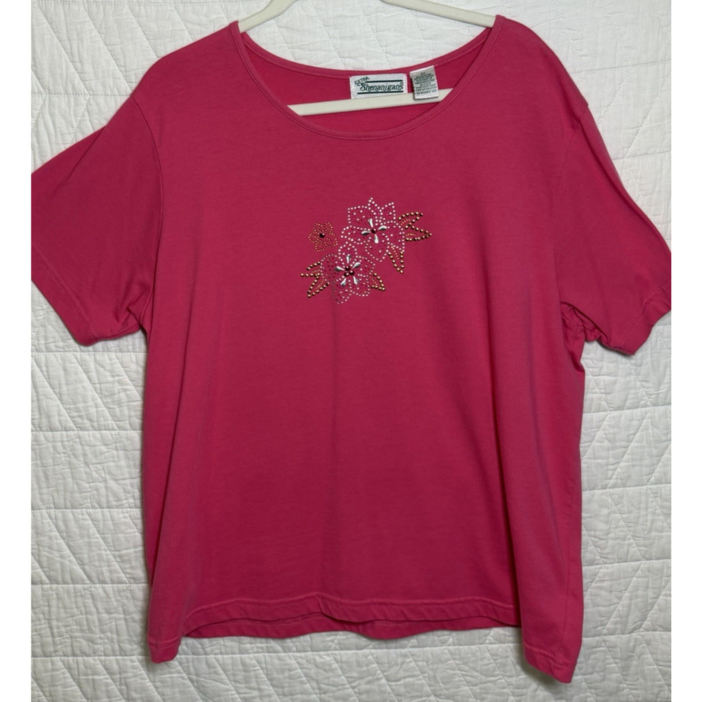 Extra Shenanigans Women's pink round neck short Sleeve Pullover Size 2X vintage